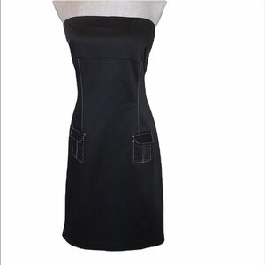 ANTHROPOLOGIE Ruth Dress Strapless Black Stretchy Sheath with Pockets Size 6